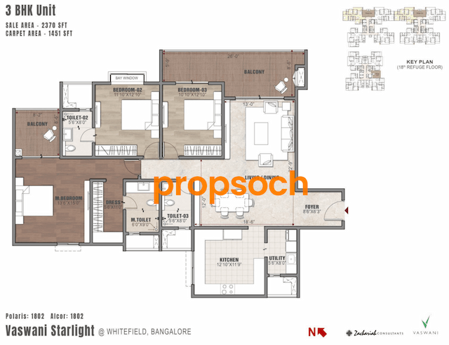 Vaswani Starlight - 3 BHK Floor Plan