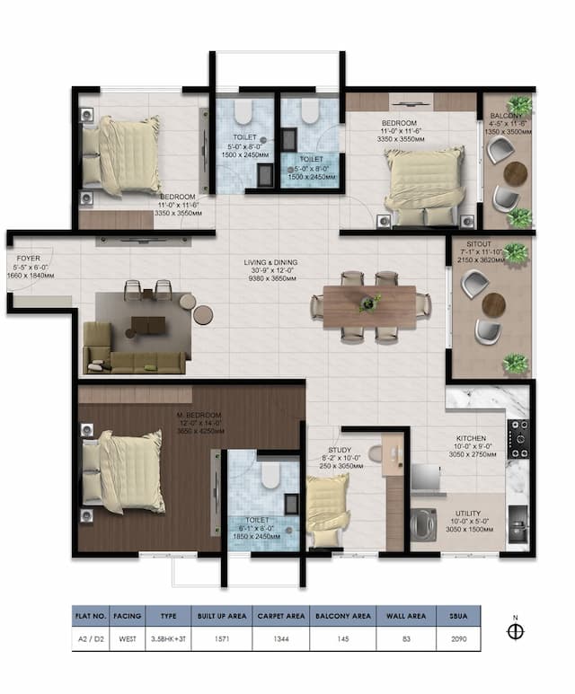 Ventara Residences - 3.5 BHK Floor Plan