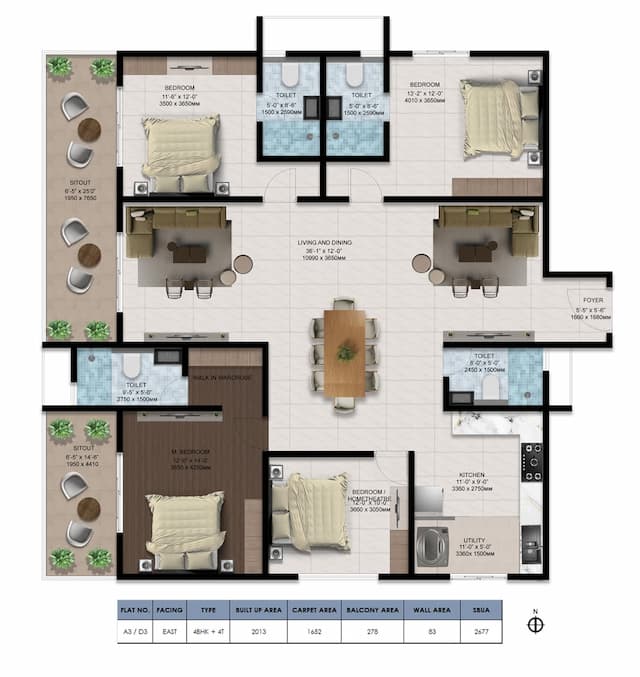 Ventara Residences - 4 BHK Floor Plan