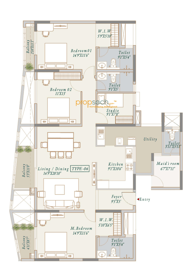 Visista by Vista Spaces - 3 BHK Floor Plan