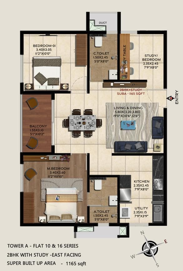 Trifecta Vanto Phase 1 - 2.5 BHK Floor Plan