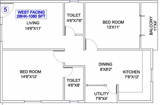 Trishul Happy Homes Arghya - 2 BHK Floor Plan
