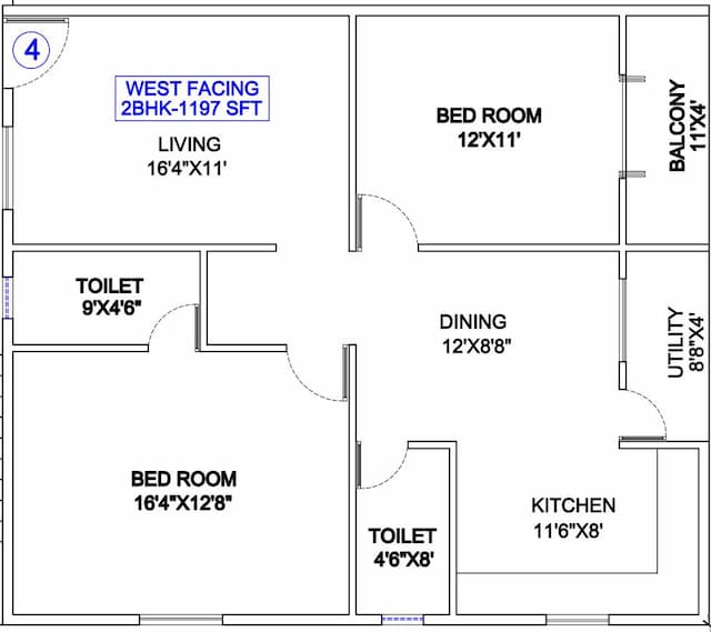 Trishul Happy Homes Arghya - 2 BHK Floor Plan