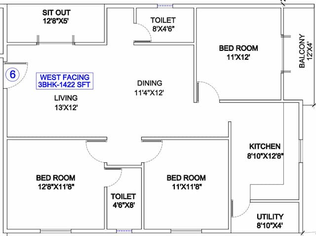 Trishul Happy Homes Arghya - 3 BHK Floor Plan