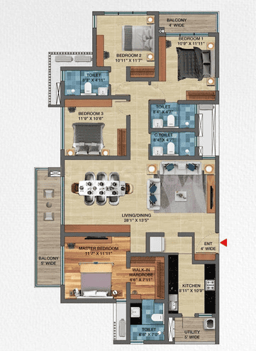 TVS Isle Of Trees - 4 BHK Floor Plan