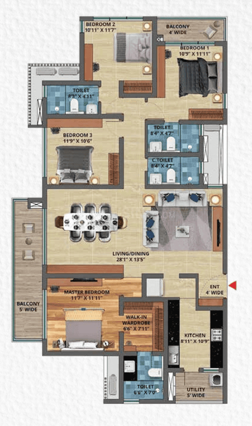TVS Isle Of Trees - 4 BHK Floor Plan