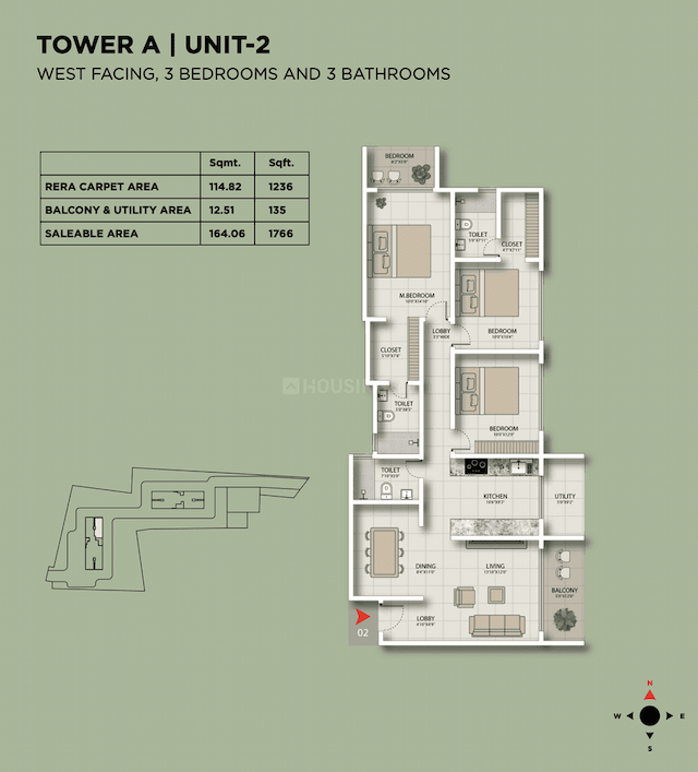 Urbanest Eastfield - 3 BHK Floor Plan