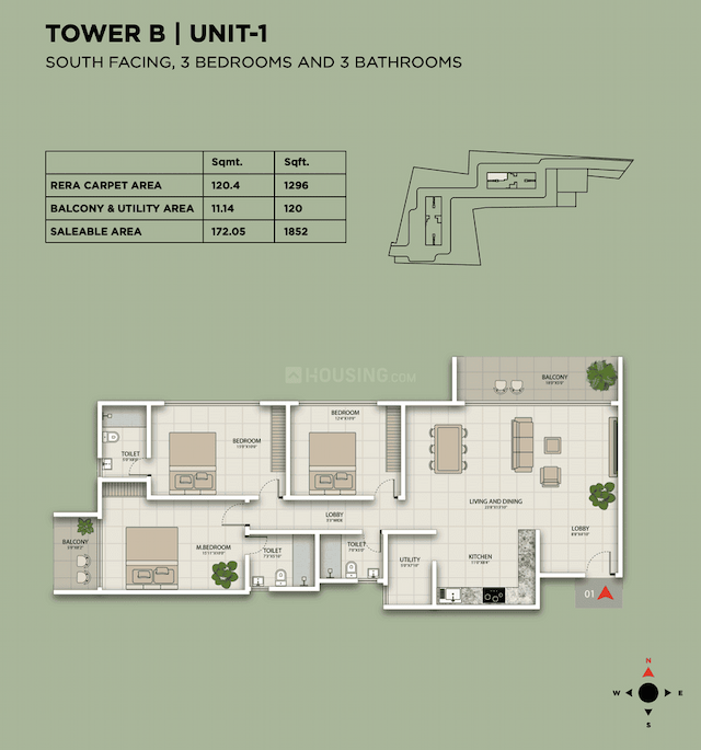 Urbanest Eastfield - 3 BHK Floor Plan
