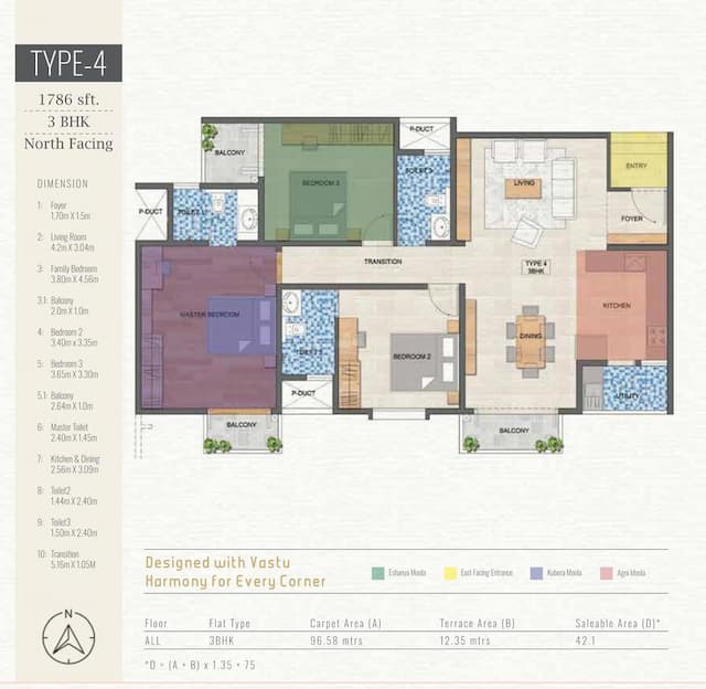 Vanshika Natures Harmony - 3 BHK Floor Plan