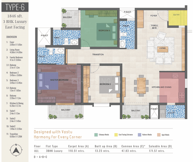 Vanshika Natures Harmony - 3 BHK Floor Plan