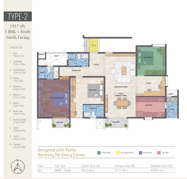 Vanshika Natures Harmony - 3 BHK Floor Plan