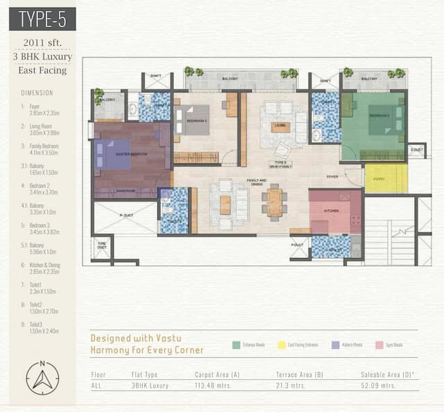 Vanshika Natures Harmony - 3 BHK Floor Plan